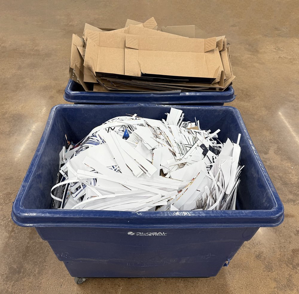 Dallas Printing recycles paper and cardboard to reduce energy consumption in the production of new paper products and minimize waste going to the landfill.